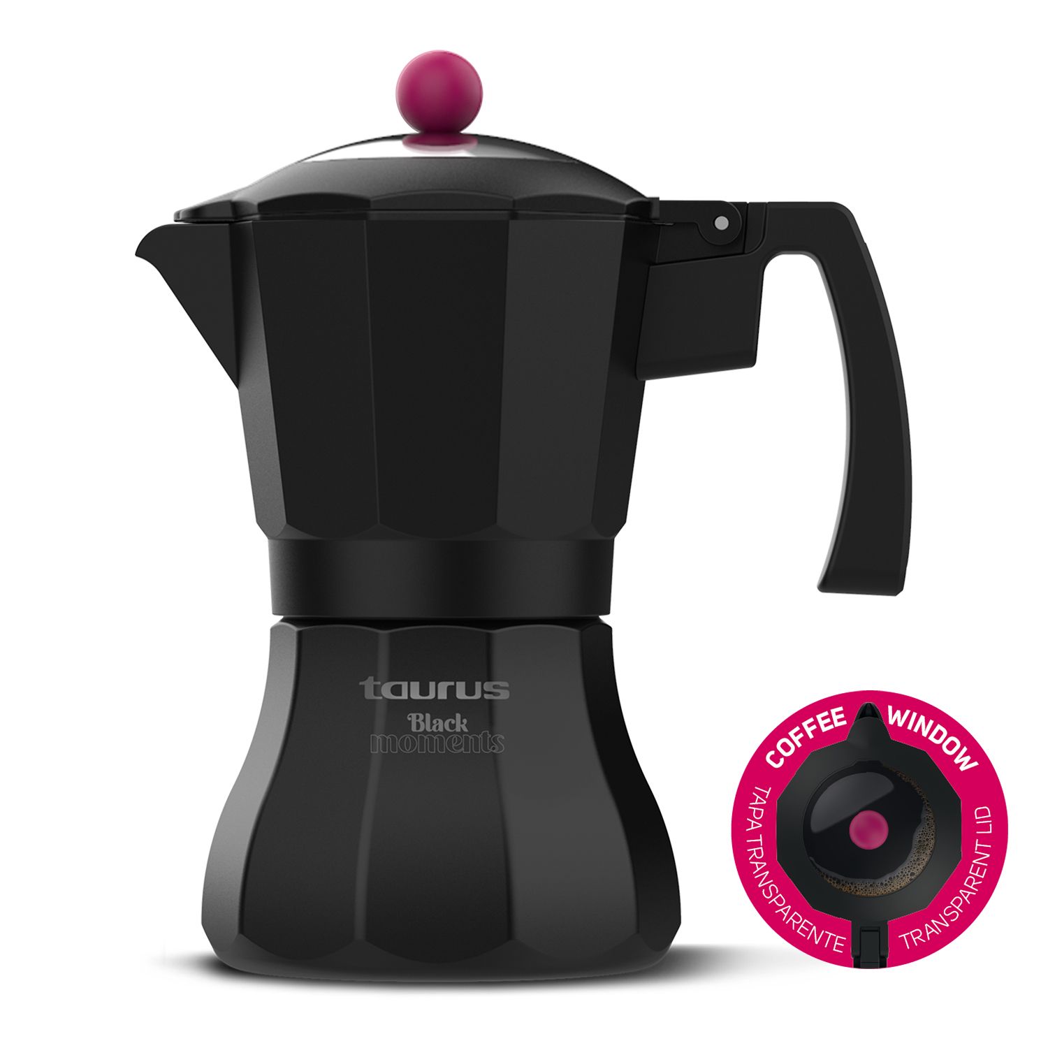 Taurus Black Moments 3 Moka Express - Black - Aluminium