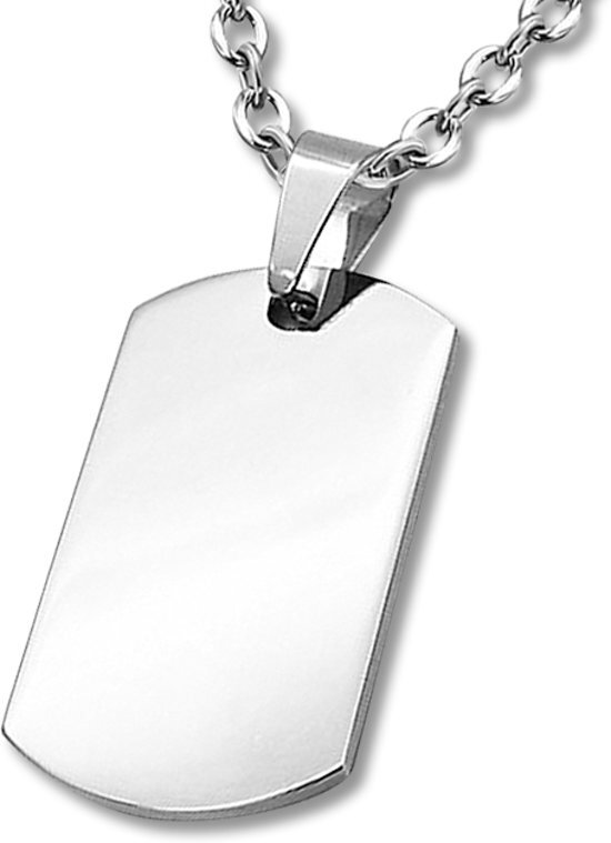 Amanto Ketting Arja - Heren - 316L Staal - Graveer - Dogtag - 38 x 22 mm - 60 cm