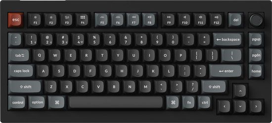 Keychron V1 Ultra - Mechanisch Toetsenbord - Draadloos - US Qwerty - 75% - Rode Switch - Zwart