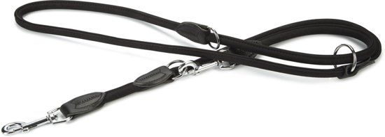 Beeztees leren dressuurlijn Buffalo rond. Zwart. 200 cm x 10 mm