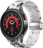 Strap-it Smartwatch bandje - Transparent Flower magnetisch siliconen bandje geschikt voor Samsung Galaxy Watch 7 (40 & 44mm) / Galaxy Watch 6 (Classic) / Galaxy Watch 5 / Galaxy Watch 5 Pro / Galaxy Watch 4 / Galaxy Watch 4 Classic / Watch FE