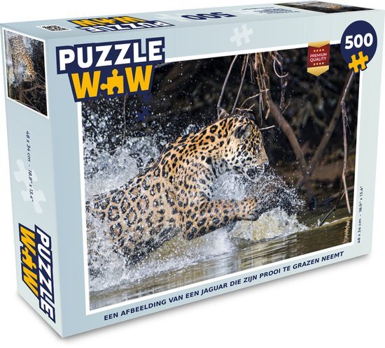 MuchoWow Puzzel Jaguar - Jacht - Prooi - Legpuzzel - Puzzel 500 stukjes