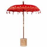 vidaXL Balinese parasol met voet Rood 185 x 185 x 260 cm Katoen