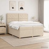 vidaXL Boxspringbed met matras, crème kleur, 200 x 200 cm, gestoffeerd