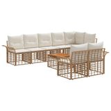 vidaXL - Buiten - bank - set - 9 - st - Natuurlijk - en - Crème - Wit - poly - rattan