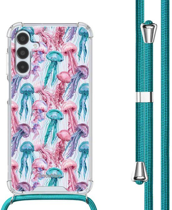 imoshion Hoesje - Geschikt voor Samsung Galaxy A15 (4G) / A15 (5G) - Design Hoesje met Koord - Jellyfish Watercolor