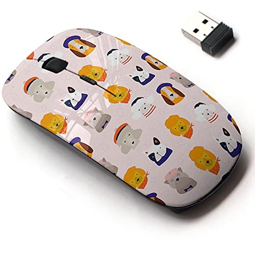 CJCBROES 2.4G draadloze muis met schattig patroonontwerp voor laptops en desktops - Franse honden