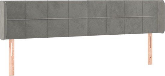 VidaXL Hoofdbord met randen 183x16x78/88 cm fluweel lichtgrijs