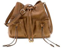 GUESS schoudertas Theodora Drawstring Bucket Cognac Lichtbruin
