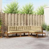 vidaXL Tuinbank Set Natuurlijk en Beige