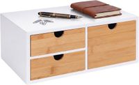 Merkloos Relaxdays Bureau organizer - met 3 lades - wit