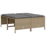 VidaXL Tuinkrukken met kussens 4 st poly rattan beige