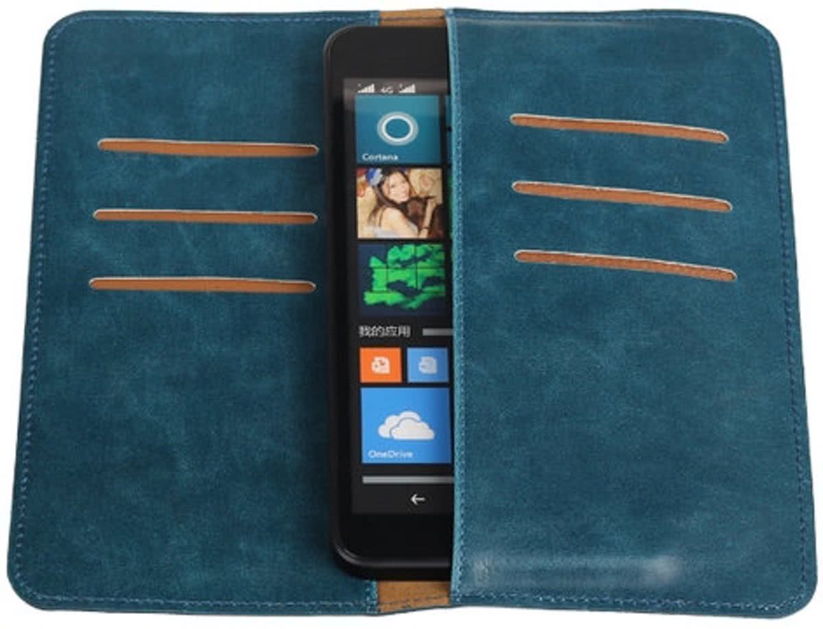 Best Cases Panda Best Cases Blauw Pull-up Large Pu portemonnee wallet voor Sony Xperia Z5