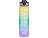 Unyqoos Bouteille Jaune Vert Violet pour Sports et Activités de Plein Air avec Marques de Temps Inspirantes, Sans BPA, Capacité de 1 Litre