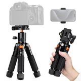 K&F CONCEPT Mini-statief 55 cm, compact aluminium statief, opvouwbaar statief en tafelstatief, met balhoofd en 1/4"-plaat voor DSLR/Sony/Canon/smartphone enz., max. belasting 6 kg