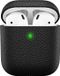 Bol Housse de protection en cuir pour Apple AirPods - Cuir véritable - Noir