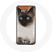 Maniacase Etui voor Samsung Galaxy j3 2016 Siamees zwart wit blauwe ogen