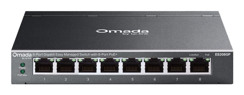 TP-Link Omada ES208GP Managed L2 Gigabit Ethernet PoE+ Netwerk Switch
