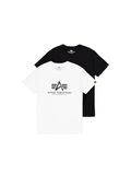 Alpha Industries Lot de 2 t-shirts basiques unisexe pour adultes, noir/blanc, taille M
