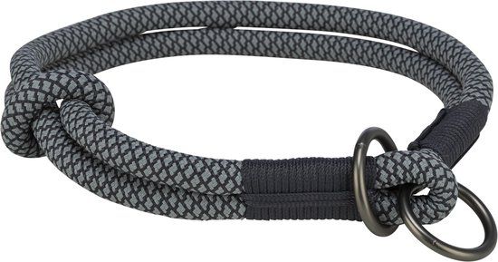 Trixie Soft Rope Pull-Stop Halsband Zwart/Grijs S-M 40x1 cm