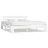 VidaXL Bedframe met hoofdbord massief grenenhout wit 180x200 cm