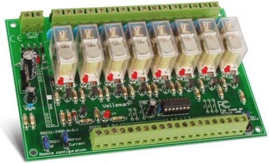 Whadda WSRC8056 - Soldeerkit - 8-kanaals relaiskaart - RS232 - DIY