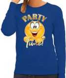 Bellatio Decorations Verkleed sweater dames - party time emoji - blauw - themafeesten/carnaval M