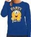 Bellatio Decorations Verkleed sweater dames - party time emoji - blauw - themafeesten/carnaval M