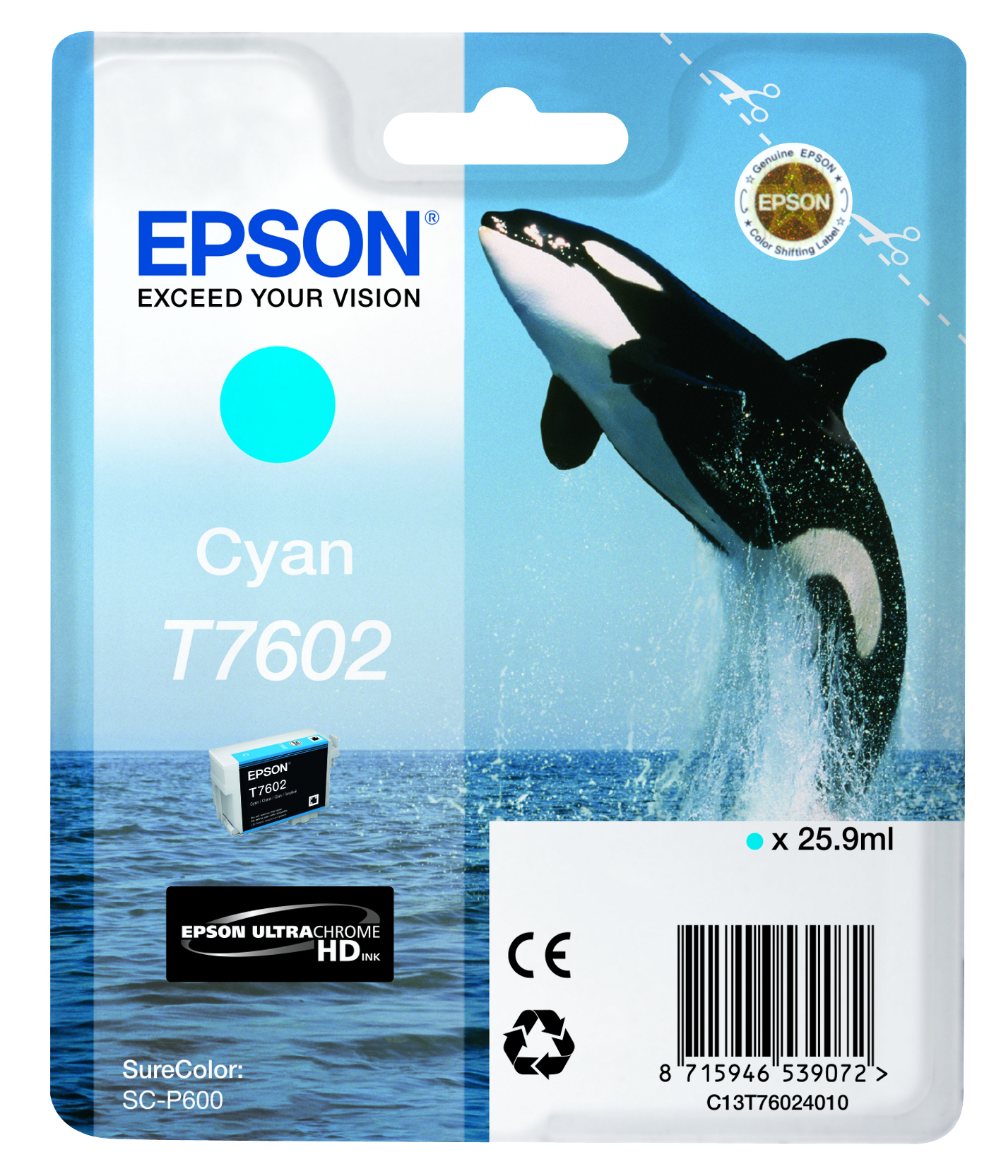 Epson T7602 cyaan single pack / cyaan
