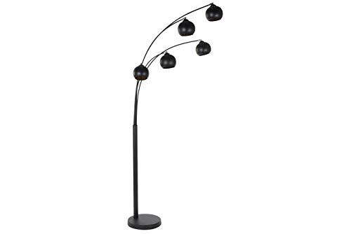 DRW Staande lamp metaal/marmer zwart/goud 5 lampen 220.5cm