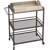 BAKAJI Keukenwagen met 3 etages, industrieel met draaiwieltjes en ontbijtdienblad van hout, ruimtebesparend, multifunctionele trolley, metalen structuur, 65 x 33 x 91 cm (brons)