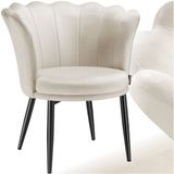 tectake® Fauteuil Stella - Kuipstoel met armleuning - crème/zwart