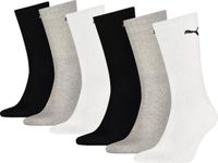 PUMA SPORT CREW Unisex Sokken 6 Paar Maat 35-38 Zwart/Grijs/Wit