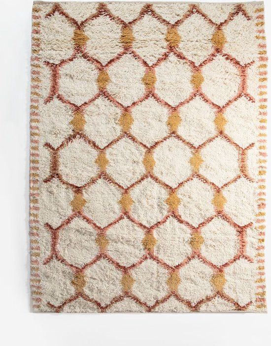 Sissy-Boy Vloerkleed Wit Honey Comb Print Wol 170 cm