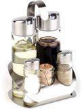 APS Olie- en Azijnstel - Menage Set - RVS - 13 x 11 cm - Vaatwasserbestendig - Breukvast