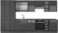 Vicco Fame-Line Complete keukeneenheid – 355 cm, WB Antraciet Antraciet Hoogglans