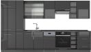 Vicco Fame-Line Complete keukeneenheid – 355 cm, WB Antraciet Antraciet Hoogglans