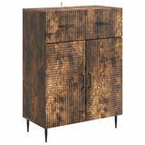 vidaXL Dressoir Gerookt eiken 66 x 34,5 x 89,5 cm Bewerkt hout