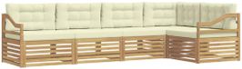 vidaXL Hoek loungeset 5-zits Blanc et crème Polyester