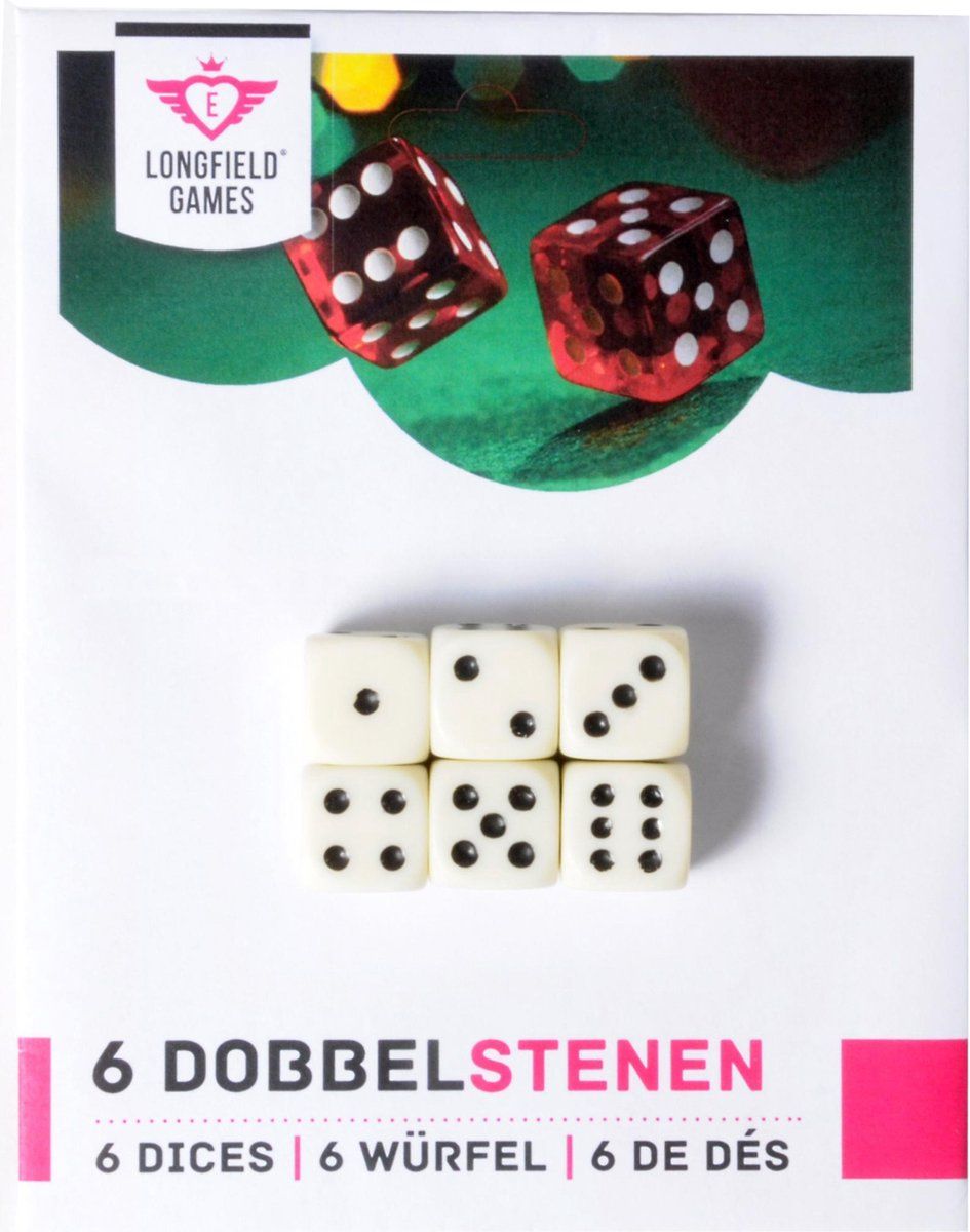 Engelhart Longfield Games Dobbelstenen 16 mm Op Kaart - Kunststof - 8716096001617