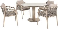 4 Seasons Outdoor Sarah Ø120 cm met 4x Piacenza dining stoel latte
