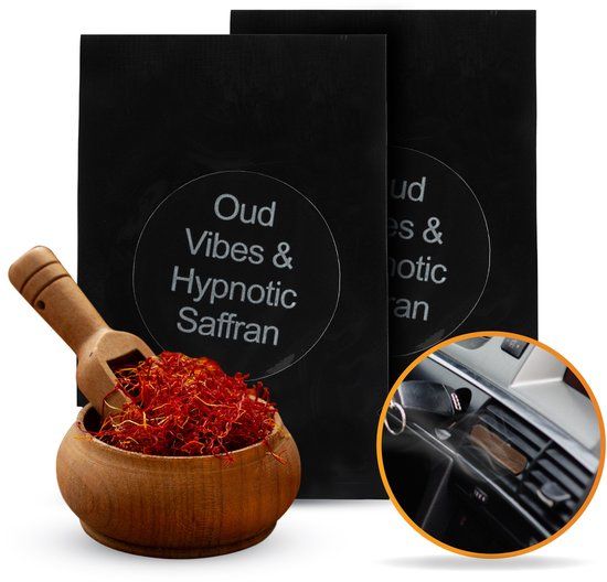 R2B® Autoparfum Navulling - Oud Vibes & Hypnotische Saffraan - 2 stuks