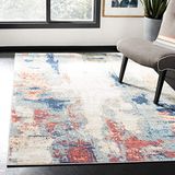 SAFAVIEH Jasper Collectie Abstract Tapijt - Laagpolig, Grijs en Rood, 160 x 229 cm