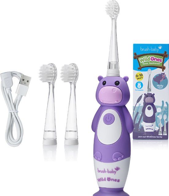 Brush-Baby WildOnes Elektrische Oplaadbare Kindertandenborstel Holly het Nijlpaard