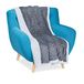 Relaxdays Plaid 150x200 cm, Gouden Sterren, Schapenvacht Look, Tweezijdig, Wasbaar, Grijs/Wit