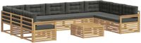 vidaXL Hoek loungeset Acacia hout Wit en antracietkleurig
