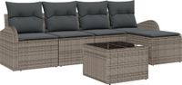 vidaXL Tuinbank Set 5-zits Grijs Polyrattan