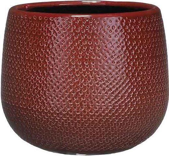 Mica Decorations Gabriel Bloempot - H16 x Ø18 cm - Keramiek - Bordeaux