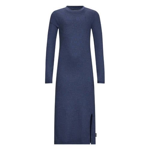 Retour Jeans Maxi Jurk Rib Gebreid Donkerblauw