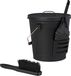 Relaxdays asemmer met deksel en schep, kolenemmer met handvat, volume van 19 liter, inclusief stoffer, staal, zwart